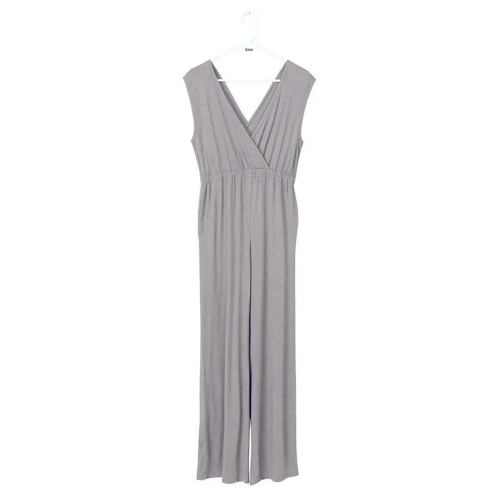 SMALL NWT Grey Wide-Leg Jumpsuit Jumper Elastic Waist and Sleeveless Tank - Picture 4 of 13